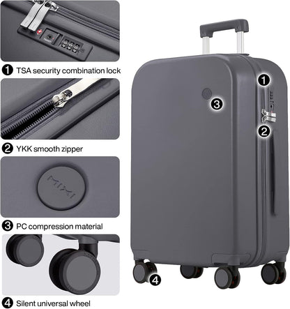 14 Inch Underseat Luggage Carry on Suitcase Free Boarding Personal Item Suitcases with Spinner Wheels Hardshell Lightweight PC for Short Travel, Lark Yellow