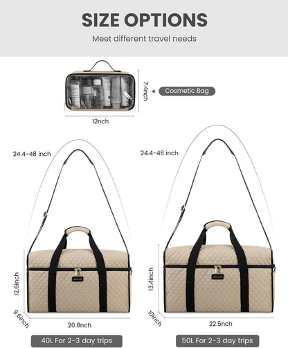 Travel Duffle Bag - Weekender & Overnight Bag with Toiletry & Wet Pocket, Carry-On Size, 3pc Set