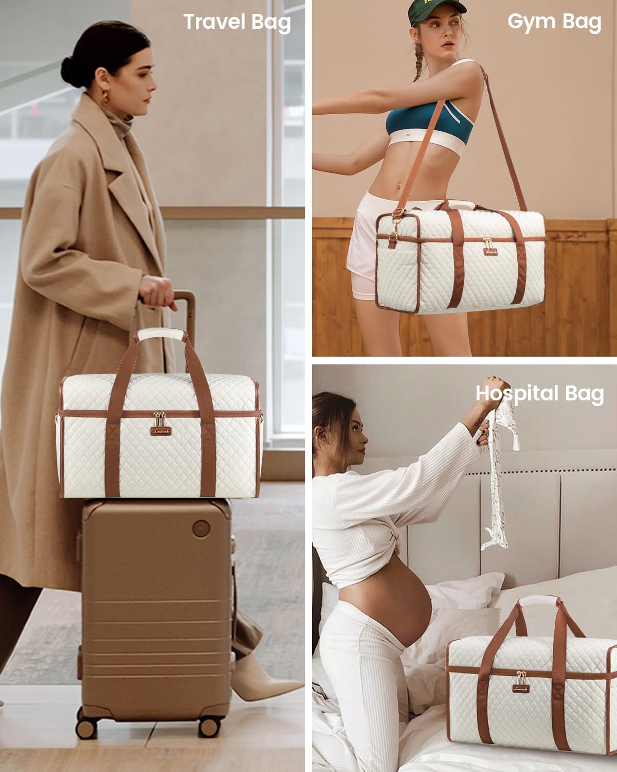 Travel Duffle Bag - Weekender & Overnight Bag with Toiletry & Wet Pocket, Carry-On Size, 3pc Set