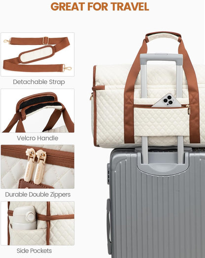Travel Duffle Bag - Weekender & Overnight Bag with Toiletry & Wet Pocket, Carry-On Size, 3pc Set