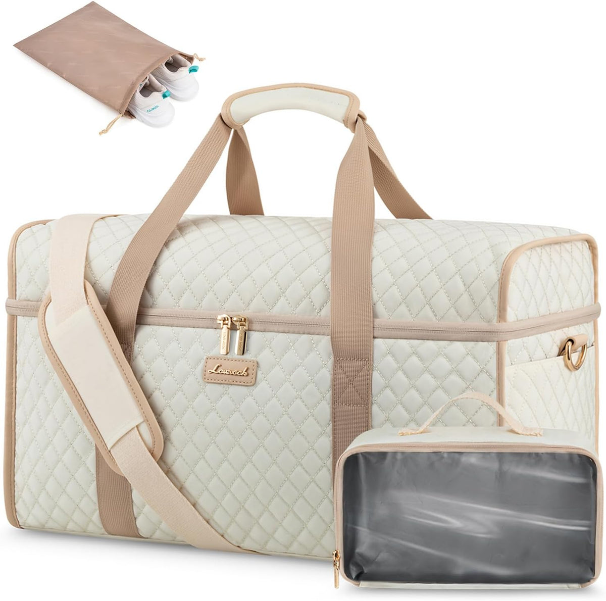 Travel Duffle Bag - Weekender & Overnight Bag with Toiletry & Wet Pocket, Carry-On Size, 3pc Set