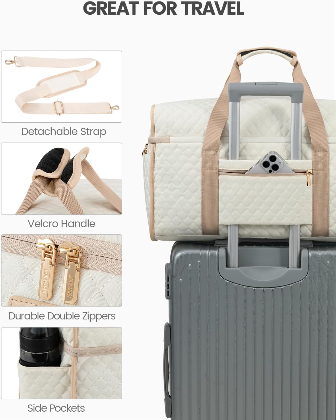 Travel Duffle Bag - Weekender & Overnight Bag with Toiletry & Wet Pocket, Carry-On Size, 3pc Set