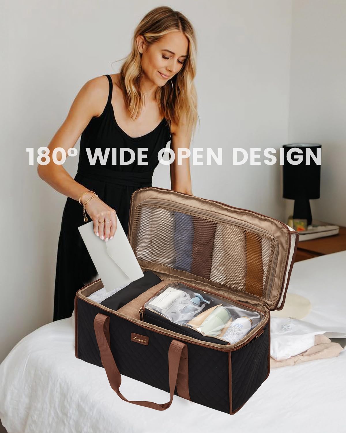 Travel Duffle Bag - Weekender & Overnight Bag with Toiletry & Wet Pocket, Carry-On Size, 3pc Set