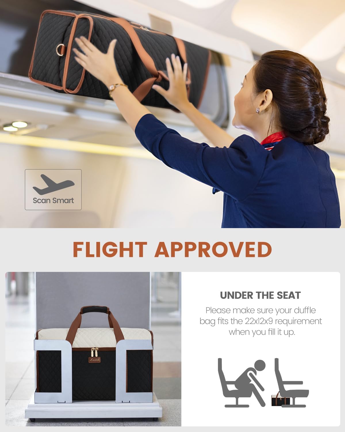 Travel Duffle Bag - Weekender & Overnight Bag with Toiletry & Wet Pocket, Carry-On Size, 3pc Set