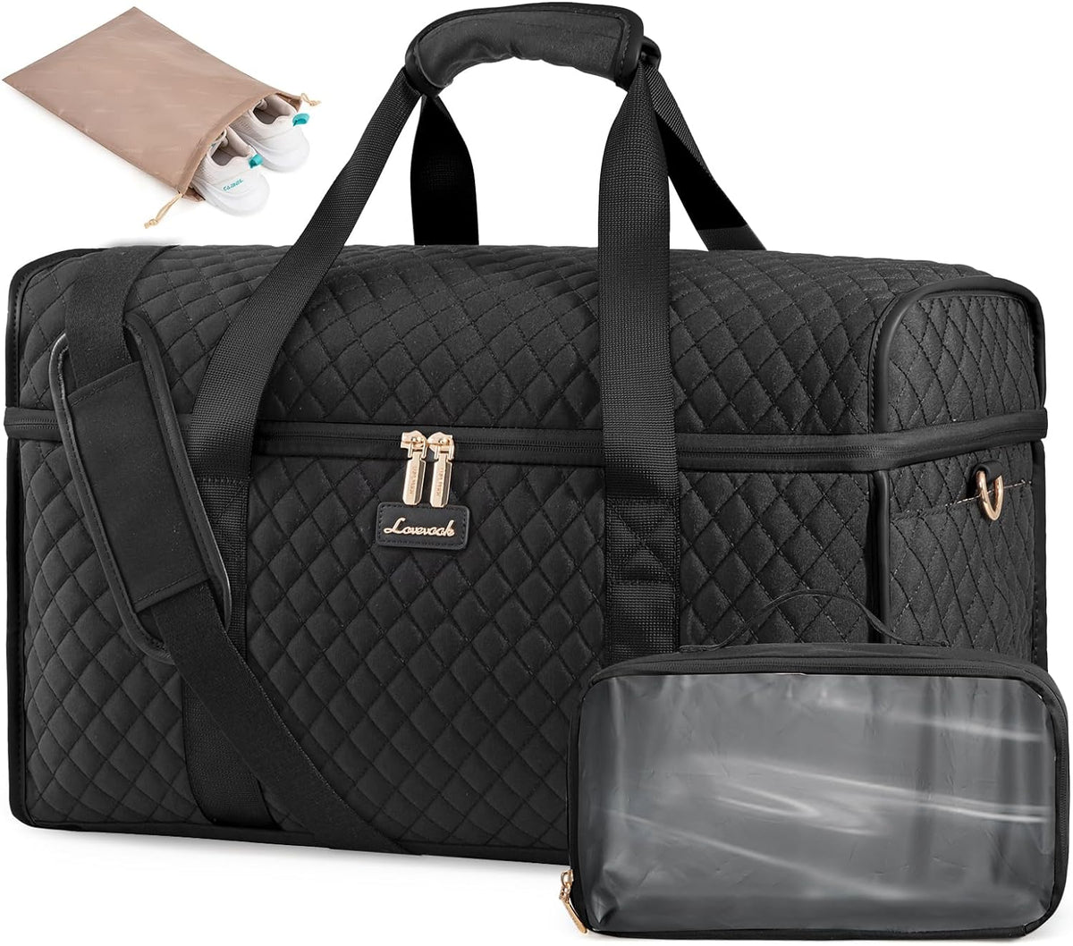 Travel Duffle Bag - Weekender & Overnight Bag with Toiletry & Wet Pocket, Carry-On Size, 3pc Set
