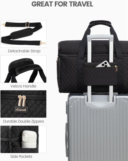 Travel Duffle Bag - Weekender & Overnight Bag with Toiletry & Wet Pocket, Carry-On Size, 3pc Set