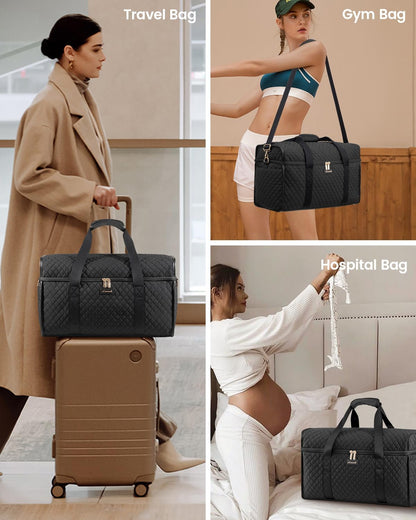 Travel Duffle Bag - Weekender & Overnight Bag with Toiletry & Wet Pocket, Carry-On Size, 3pc Set