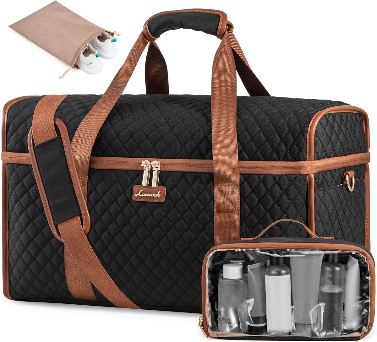 Travel Duffle Bag - Weekender & Overnight Bag with Toiletry & Wet Pocket, Carry-On Size, 3pc Set
