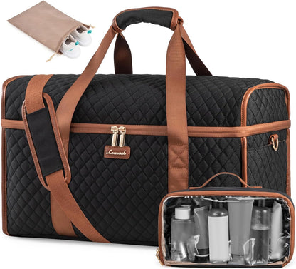 Travel Duffle Bag - Weekender & Overnight Bag with Toiletry & Wet Pocket, Carry-On Size, 3pc Set
