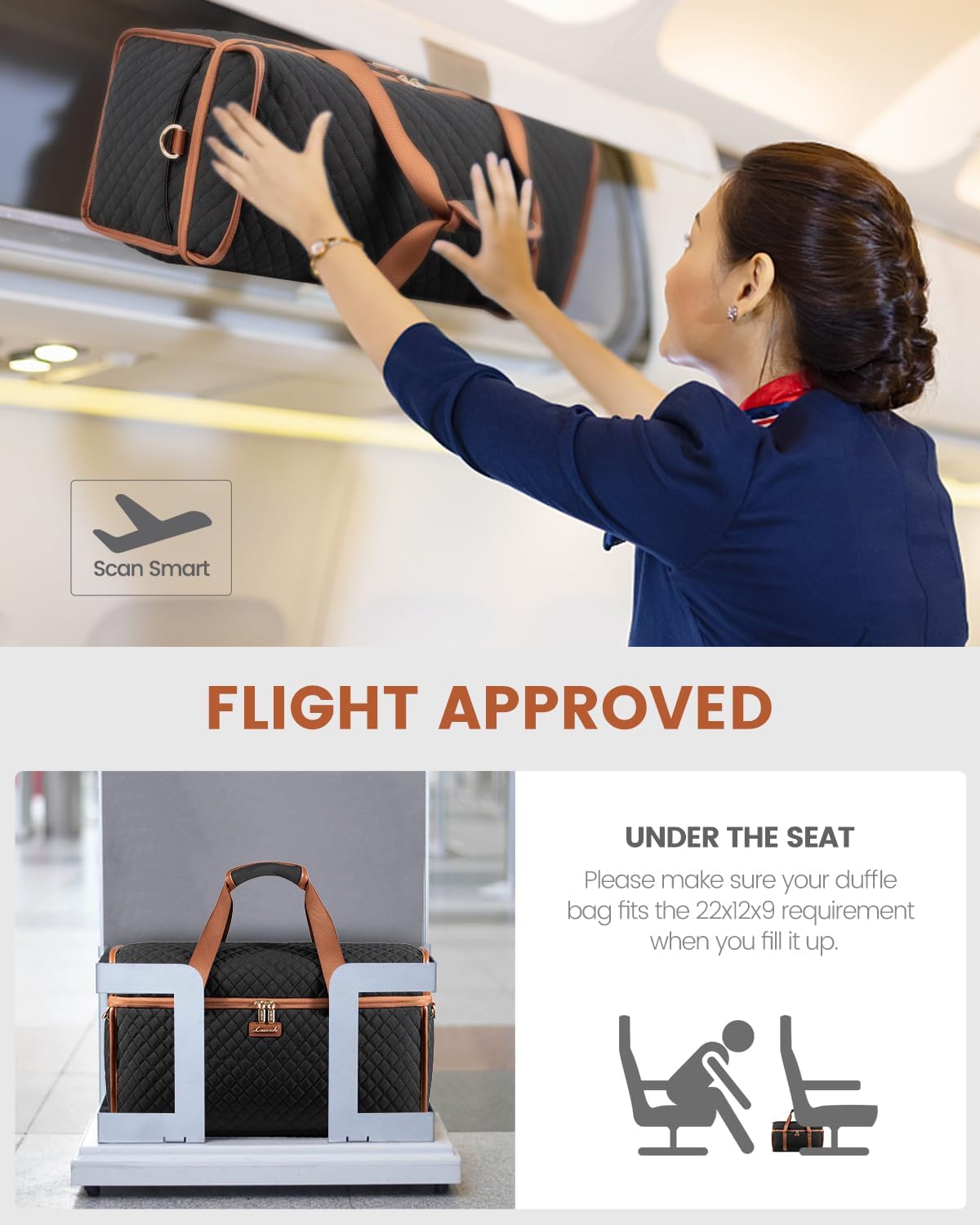 Travel Duffle Bag - Weekender & Overnight Bag with Toiletry & Wet Pocket, Carry-On Size, 3pc Set