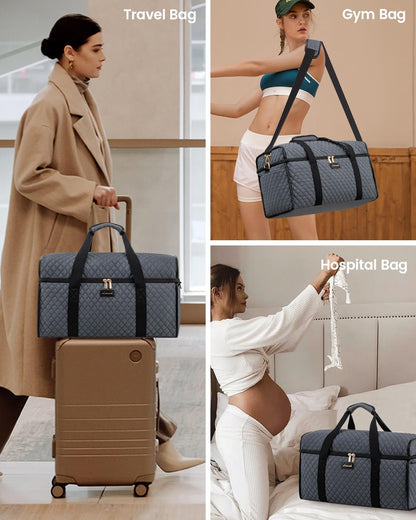 Travel Duffle Bag - Weekender & Overnight Bag with Toiletry & Wet Pocket, Carry-On Size, 3pc Set