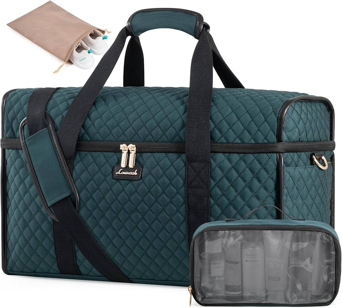 Travel Duffle Bag - Weekender & Overnight Bag with Toiletry & Wet Pocket, Carry-On Size, 3pc Set