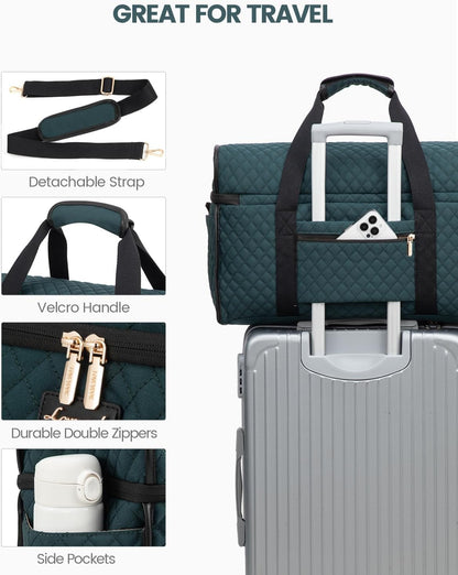 Travel Duffle Bag - Weekender & Overnight Bag with Toiletry & Wet Pocket, Carry-On Size, 3pc Set