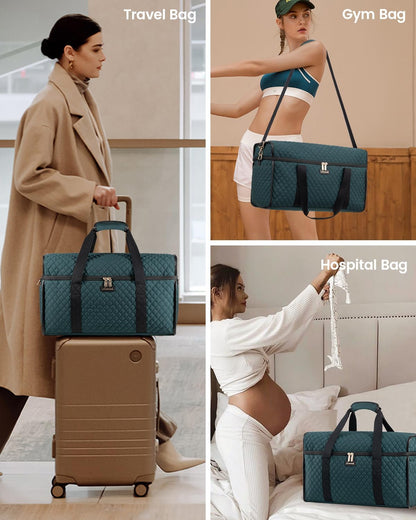 Travel Duffle Bag - Weekender & Overnight Bag with Toiletry & Wet Pocket, Carry-On Size, 3pc Set