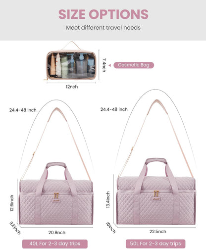 Travel Duffle Bag - Weekender & Overnight Bag with Toiletry & Wet Pocket, Carry-On Size, 3pc Set