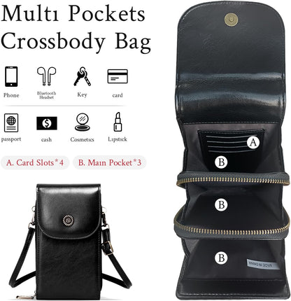 Vegan Leather Small Crossbody Bags for Women – RFID-Blocking Phone Wallet Purse