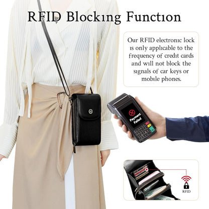 Vegan Leather Small Crossbody Bags for Women – RFID-Blocking Phone Wallet Purse