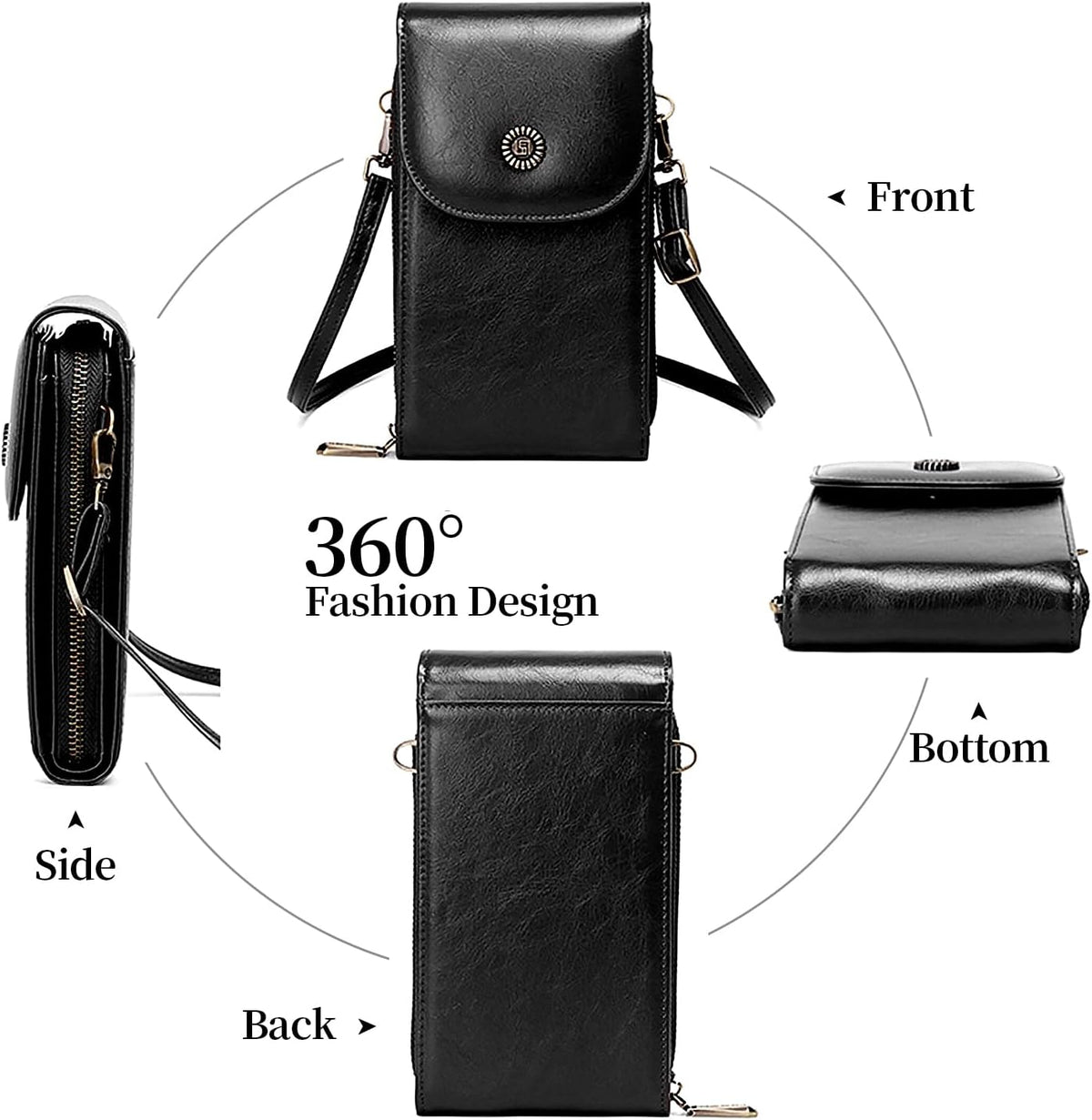 Vegan Leather Small Crossbody Bags for Women – RFID-Blocking Phone Wallet Purse