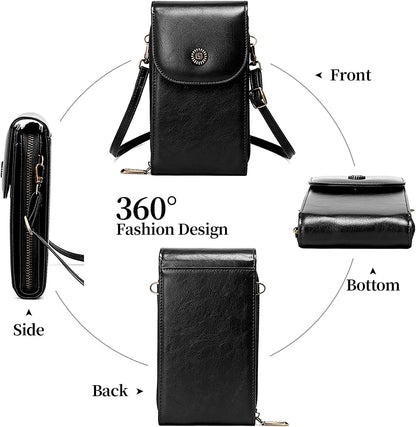 Vegan Leather Small Crossbody Bags for Women – RFID-Blocking Phone Wallet Purse