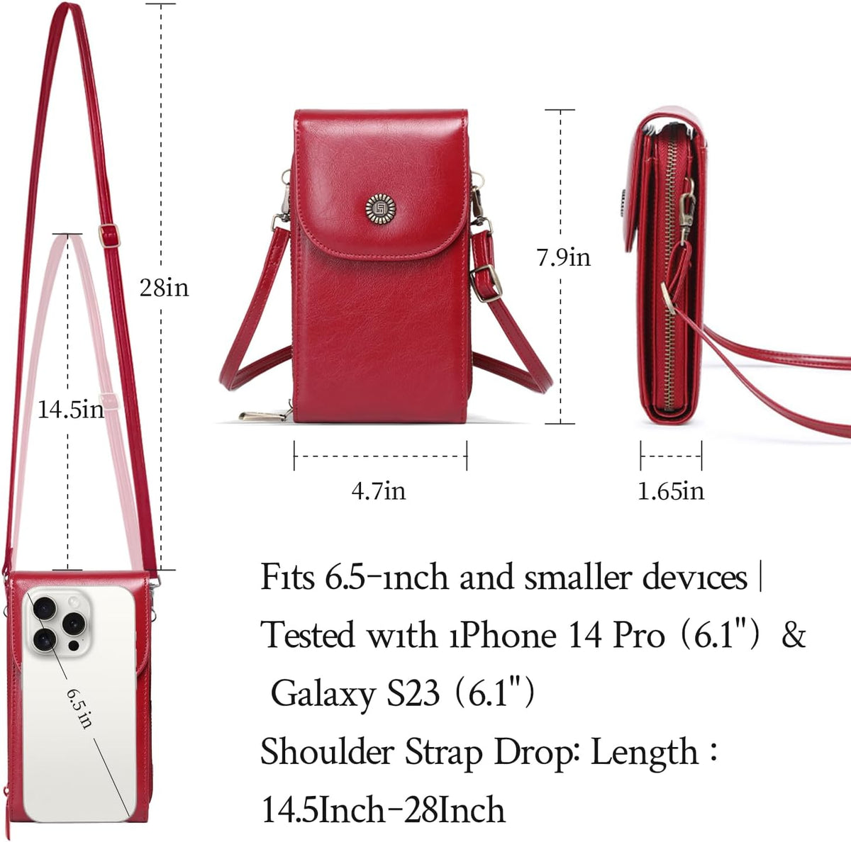 Vegan Leather Small Crossbody Bags for Women – RFID-Blocking Phone Wallet Purse
