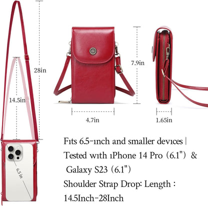 Vegan Leather Small Crossbody Bags for Women – RFID-Blocking Phone Wallet Purse