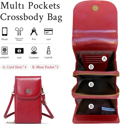 Vegan Leather Small Crossbody Bags for Women – RFID-Blocking Phone Wallet Purse