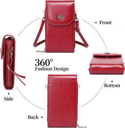 Vegan Leather Small Crossbody Bags for Women – RFID-Blocking Phone Wallet Purse