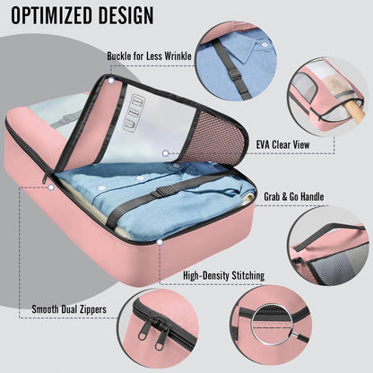 10 Set Packing Cubes for Travel Essentials,Anti-Wrinkle Buckled Suitcase Organizer for Shoe & Toiletry Bag,Carry On Luggage Bag with 99+ Count Mesh Holes for Airplane & College Dorm Accessories