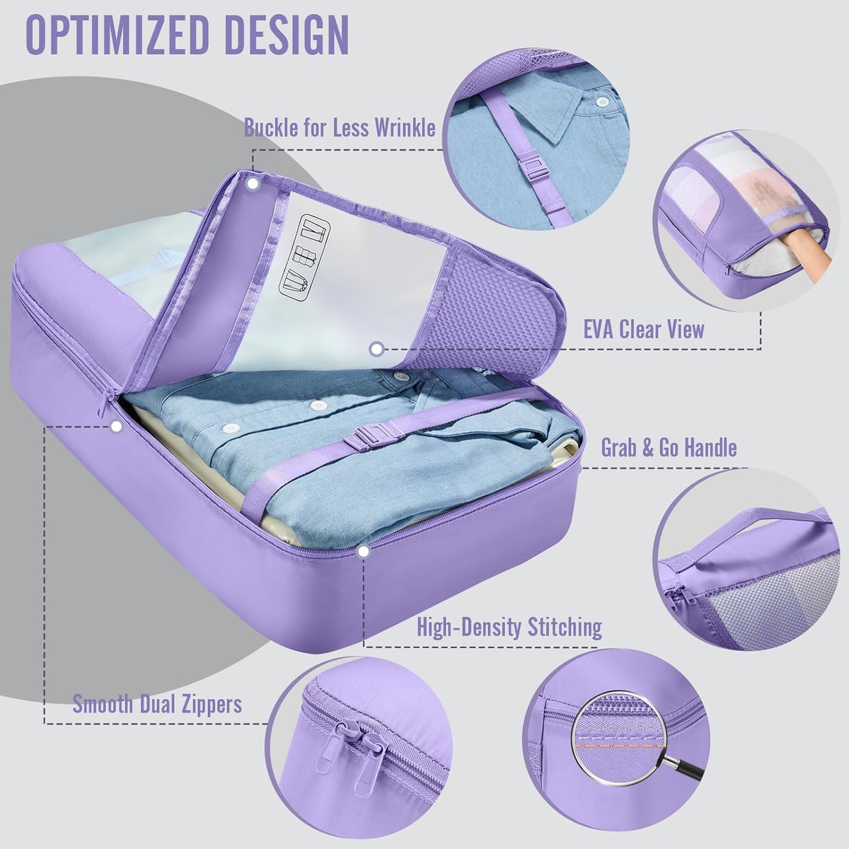10 Set Packing Cubes for Travel Essentials,Anti-Wrinkle Buckled Suitcase Organizer for Shoe & Toiletry Bag,Carry On Luggage Bag with 99+ Count Mesh Holes for Airplane & College Dorm Accessories