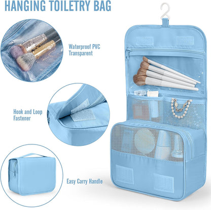 10 Set Packing Cubes for Travel Essentials,Anti-Wrinkle Buckled Suitcase Organizer for Shoe & Toiletry Bag,Carry On Luggage Bag with 99+ Count Mesh Holes for Airplane & College Dorm Accessories