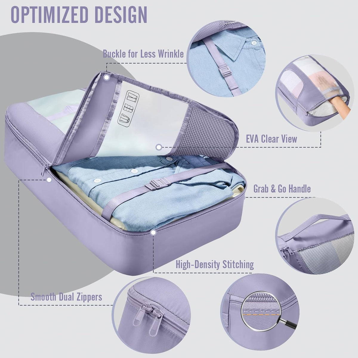 10 Set Packing Cubes for Travel Essentials,Anti-Wrinkle Buckled Suitcase Organizer for Shoe & Toiletry Bag,Carry On Luggage Bag with 99+ Count Mesh Holes for Airplane & College Dorm Accessories