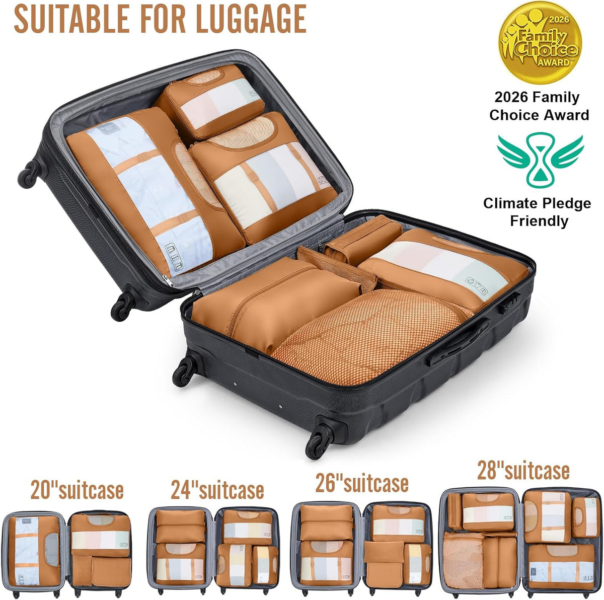 10 Set Packing Cubes for Travel Essentials,Anti-Wrinkle Buckled Suitcase Organizer for Shoe & Toiletry Bag,Carry On Luggage Bag with 99+ Count Mesh Holes for Airplane & College Dorm Accessories