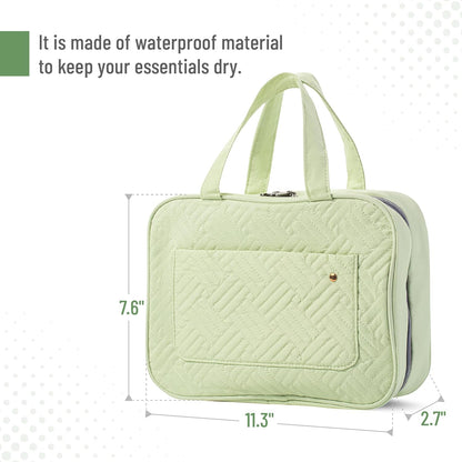 Travel Toiletry Bag Organizers, Green | Makeup Travel Bag for Toiletries with Hanging Hook, Water-Resistant