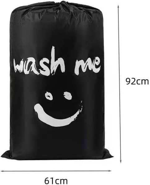 2 Pack Heavy Duty Travel Laundry Bags-Waterproof Drawstring Dirty Clothes Organizer for Camping,Gym&Hotels,Fits Laundry Baskets,Reusable Washable Storage Bags,Black+Blue.