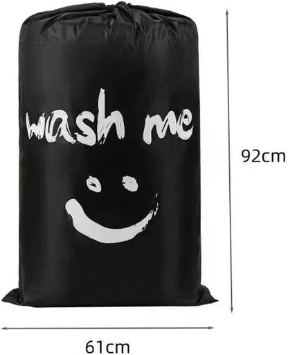 2 Pack Heavy Duty Travel Laundry Bags-Waterproof Drawstring Dirty Clothes Organizer for Camping,Gym&Hotels,Fits Laundry Baskets,Reusable Washable Storage Bags,Black+Blue.