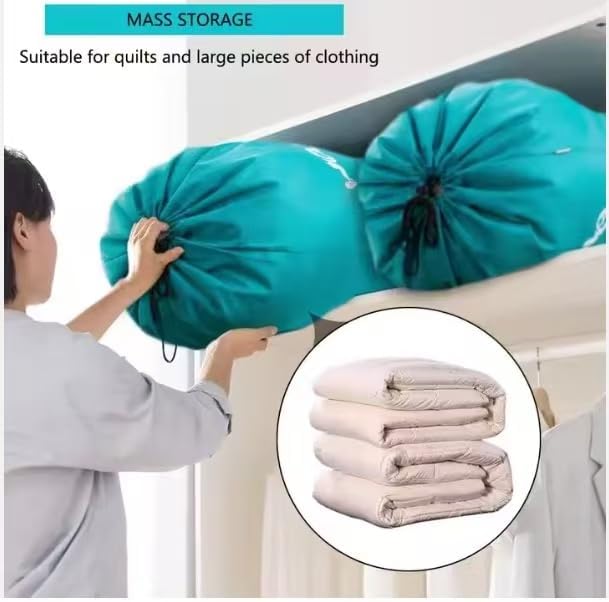 2 Pack Heavy Duty Travel Laundry Bags-Waterproof Drawstring Dirty Clothes Organizer for Camping,Gym&Hotels,Fits Laundry Baskets,Reusable Washable Storage Bags,Black+Blue.