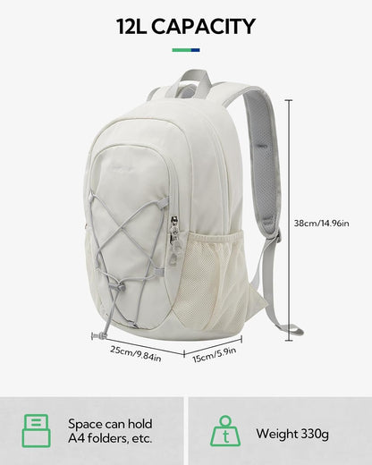 Small Hiking Backpack: 12L Outdoor Daypack For Women Men Teenager | Mini, Lightweight, Breathable padded shoulder straps, Water-resistant, Nylon, Multi-pockets, Suit for hiking travel camping