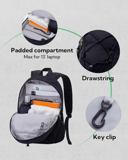 Small Hiking Backpack: 12L Outdoor Daypack For Women Men Teenager | Mini, Lightweight, Breathable padded shoulder straps, Water-resistant, Nylon, Multi-pockets, Suit for hiking travel camping