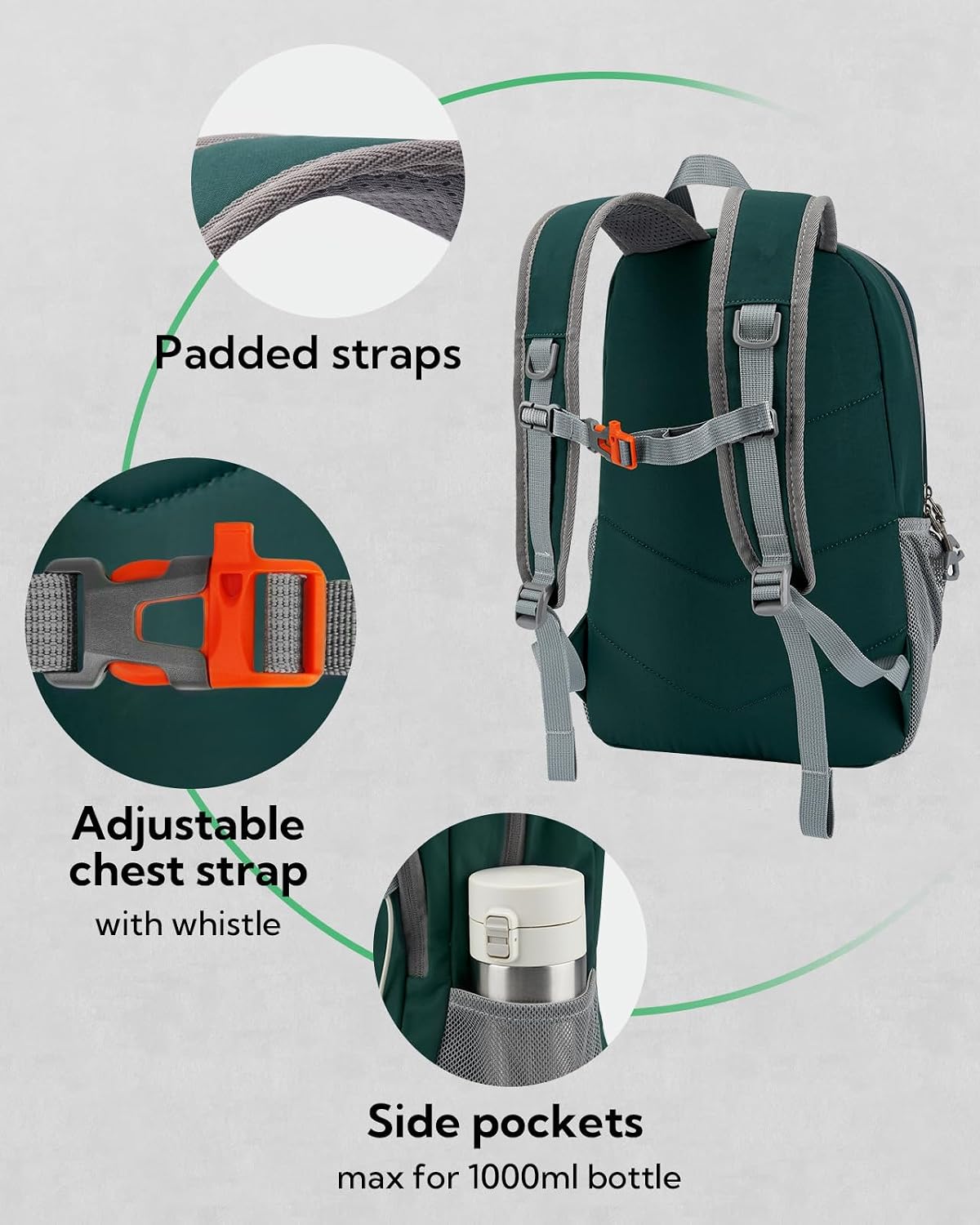 Small Hiking Backpack: 12L Outdoor Daypack For Women Men Teenager | Mini, Lightweight, Breathable padded shoulder straps, Water-resistant, Nylon, Multi-pockets, Suit for hiking travel camping