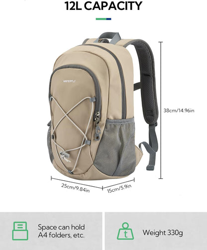 Small Hiking Backpack: 12L Outdoor Daypack For Women Men Teenager | Mini, Lightweight, Breathable padded shoulder straps, Water-resistant, Nylon, Multi-pockets, Suit for hiking travel camping