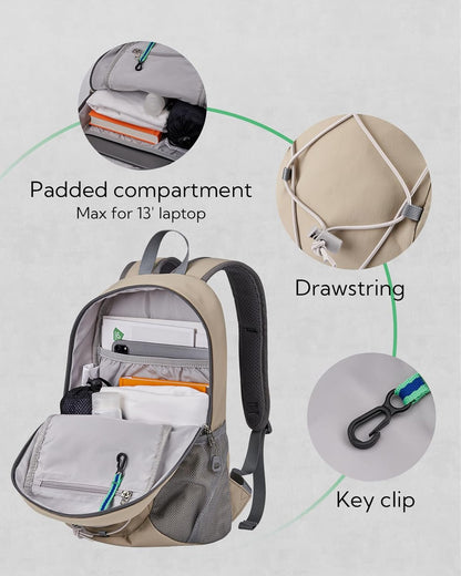 Small Hiking Backpack: 12L Outdoor Daypack For Women Men Teenager | Mini, Lightweight, Breathable padded shoulder straps, Water-resistant, Nylon, Multi-pockets, Suit for hiking travel camping