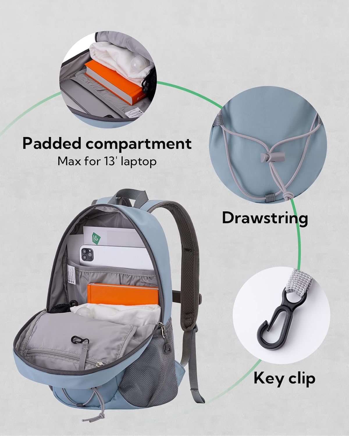 Small Hiking Backpack: 12L Outdoor Daypack For Women Men Teenager | Mini, Lightweight, Breathable padded shoulder straps, Water-resistant, Nylon, Multi-pockets, Suit for hiking travel camping