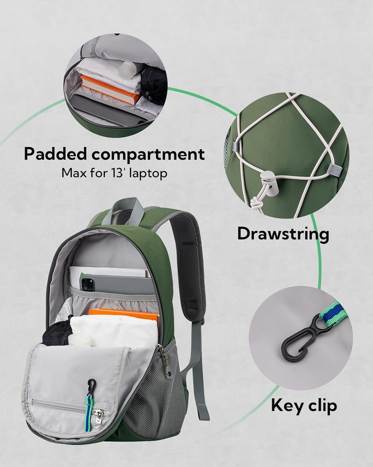 Small Hiking Backpack: 12L Outdoor Daypack For Women Men Teenager | Mini, Lightweight, Breathable padded shoulder straps, Water-resistant, Nylon, Multi-pockets, Suit for hiking travel camping