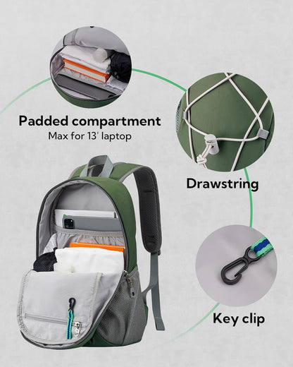 Small Hiking Backpack: 12L Outdoor Daypack For Women Men Teenager | Mini, Lightweight, Breathable padded shoulder straps, Water-resistant, Nylon, Multi-pockets, Suit for hiking travel camping