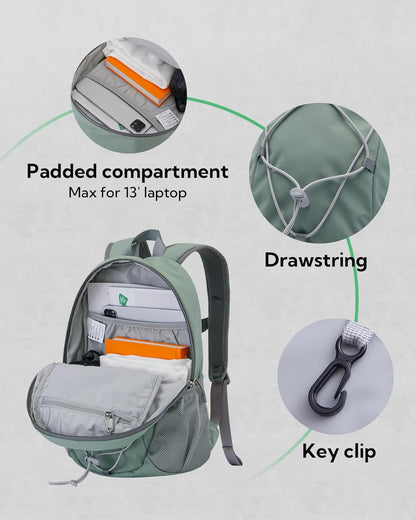 Small Hiking Backpack: 12L Outdoor Daypack For Women Men Teenager | Mini, Lightweight, Breathable padded shoulder straps, Water-resistant, Nylon, Multi-pockets, Suit for hiking travel camping