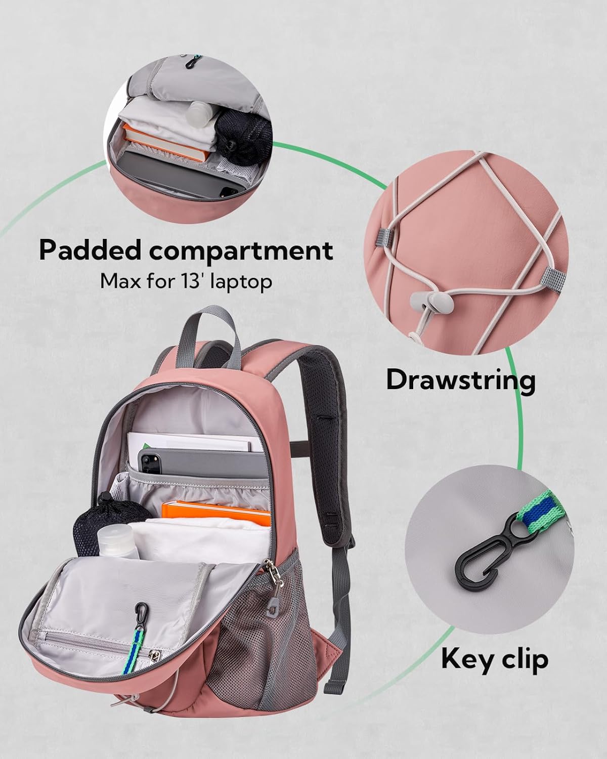 Small Hiking Backpack: 12L Outdoor Daypack For Women Men Teenager | Mini, Lightweight, Breathable padded shoulder straps, Water-resistant, Nylon, Multi-pockets, Suit for hiking travel camping