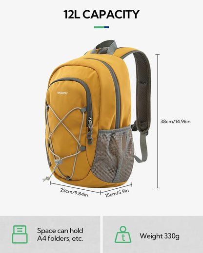 Small Hiking Backpack: 12L Outdoor Daypack For Women Men Teenager | Mini, Lightweight, Breathable padded shoulder straps, Water-resistant, Nylon, Multi-pockets, Suit for hiking travel camping