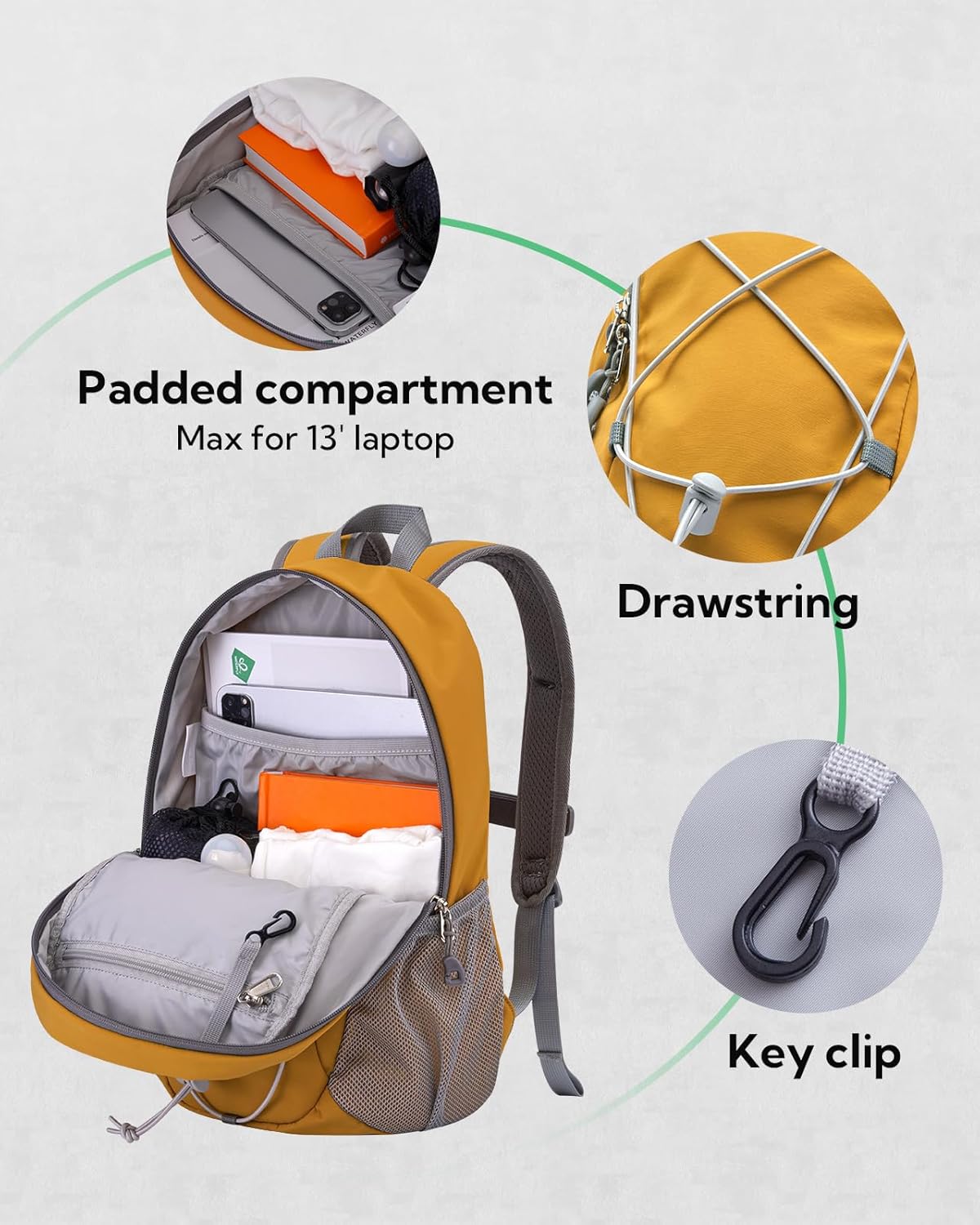 Small Hiking Backpack: 12L Outdoor Daypack For Women Men Teenager | Mini, Lightweight, Breathable padded shoulder straps, Water-resistant, Nylon, Multi-pockets, Suit for hiking travel camping