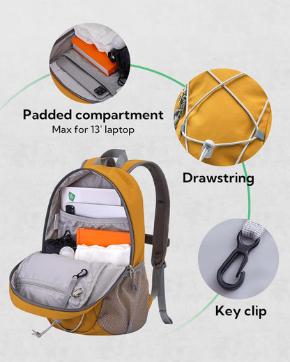 Small Hiking Backpack: 12L Outdoor Daypack For Women Men Teenager | Mini, Lightweight, Breathable padded shoulder straps, Water-resistant, Nylon, Multi-pockets, Suit for hiking travel camping