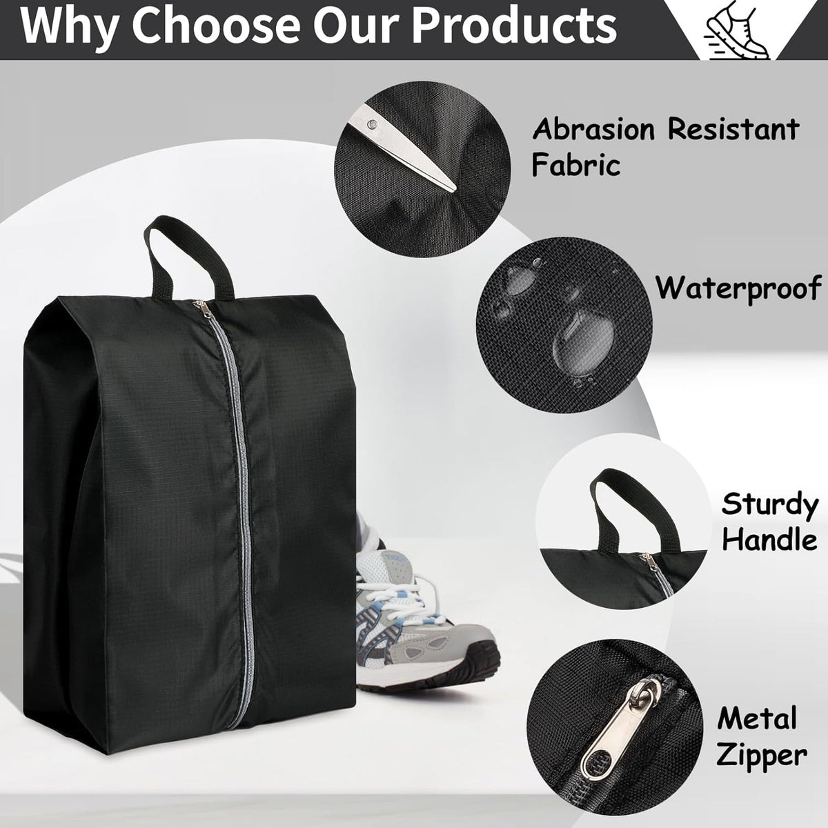 Shoe Bags for Travel, Set of 4 Pack Shoe Travel Bags for Packing, Large Waterproof Portable Travel Shoe Bag with Zipper Travel Essentials Women for and Men